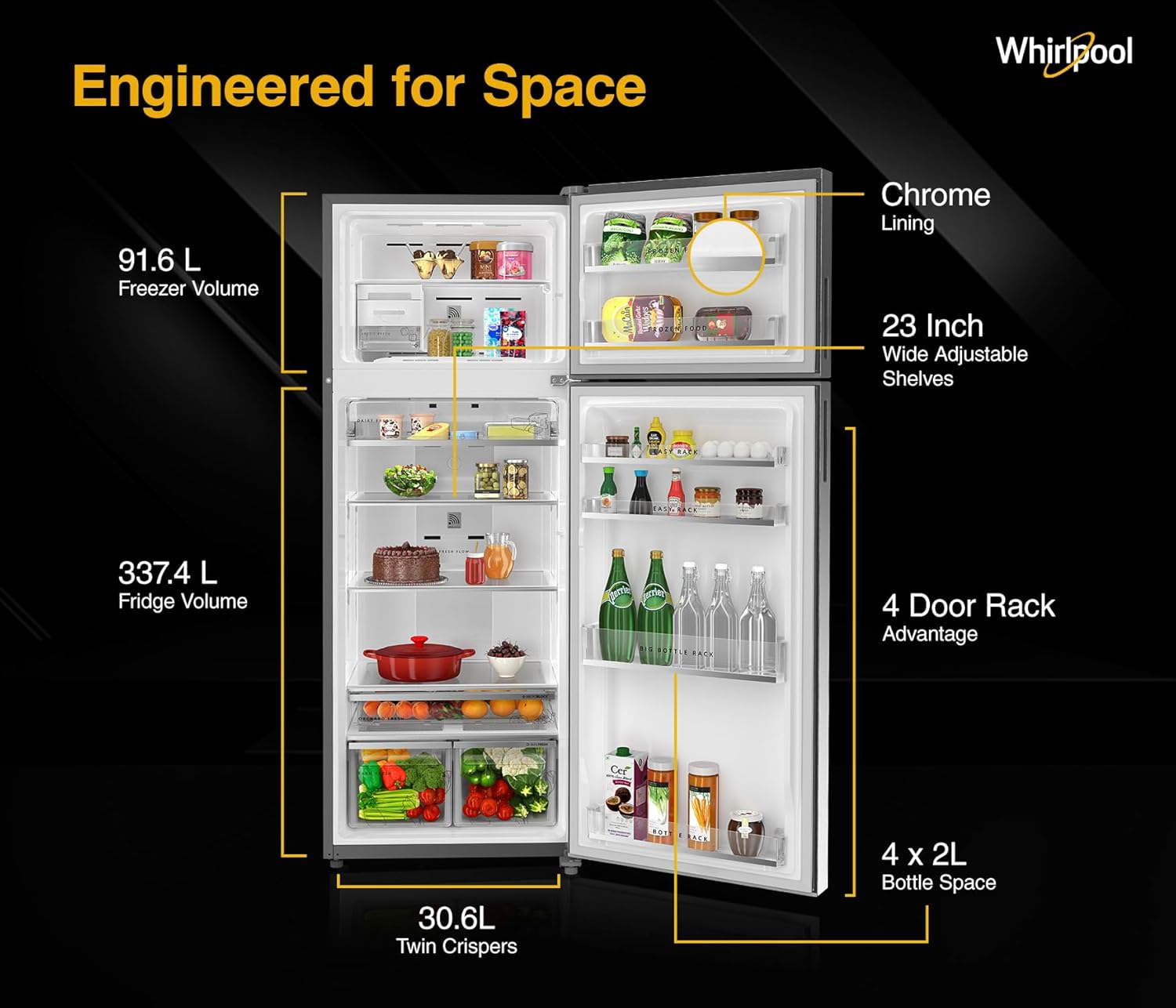 Whirlpool 431 L 2 Star IntelliFresh Convertible Inverter Frost Free Double Door Refrigerator - Image 4